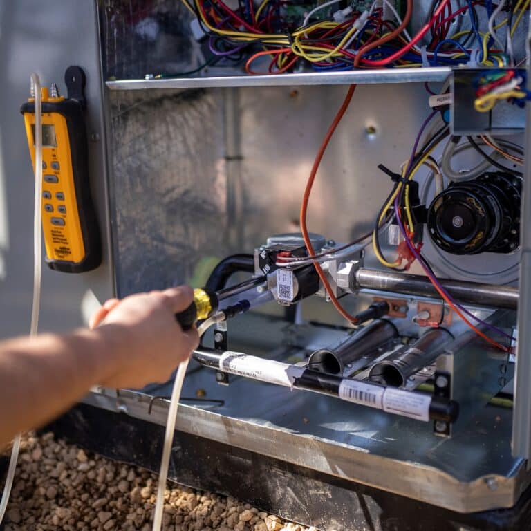 Heat pump being repaired