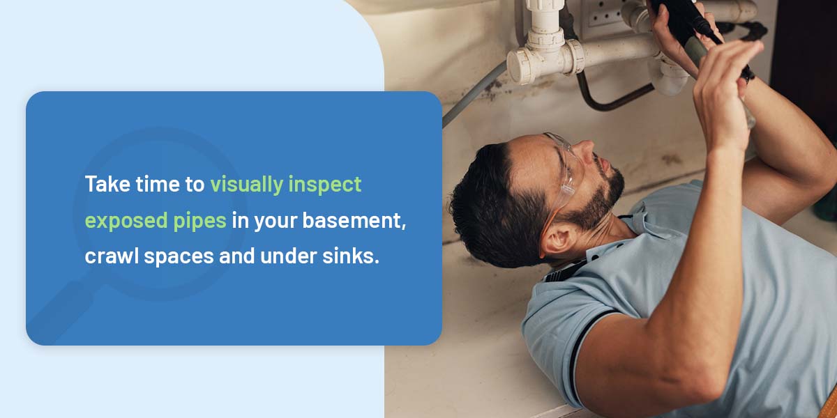 Examine Exposed Pipes for Cracks and Leaks